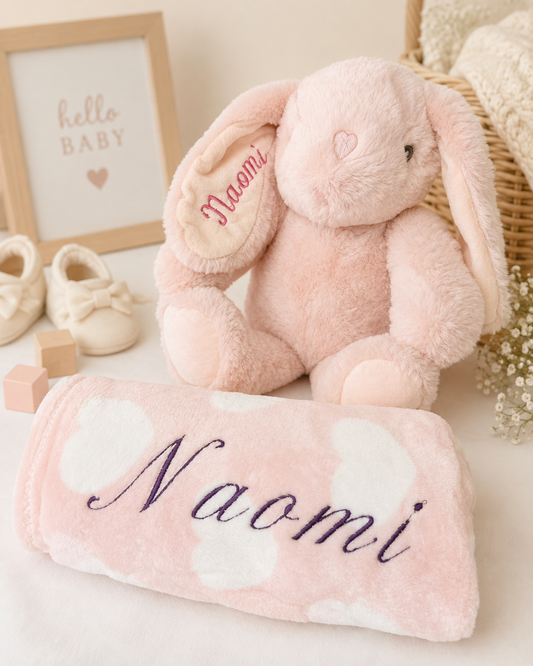 Personalized Blanket  | Custom Embroidered Name Gift | Newborn Baby Shower Gift