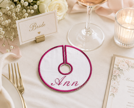 Personalized Scalloped Cocktail Napkins | Custom Embroidered Monogram | Wedding, Bachelorette & Bridal Shower Linens