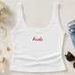 Personalized Embroidered Lace Tank Top | Custom Bride, Bridesmaid, Birthday Crew Name Tank | Bachelorette Party Pajama Top | Custom Text Cami