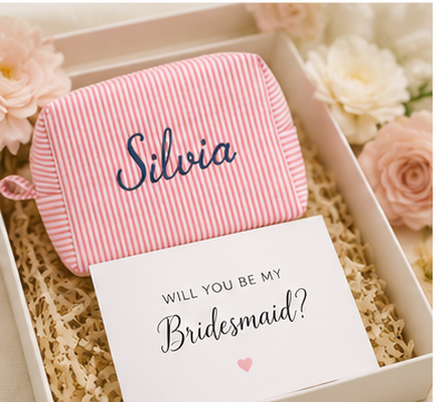 Personalized Embroidered Seersucker Bag, Embroidered | Handmade & Personalized Pouch