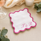 Personalized Scalloped Cocktail Napkins | Custom Embroidered Monogram | Wedding, Bachelorette & Bridal Shower Linens