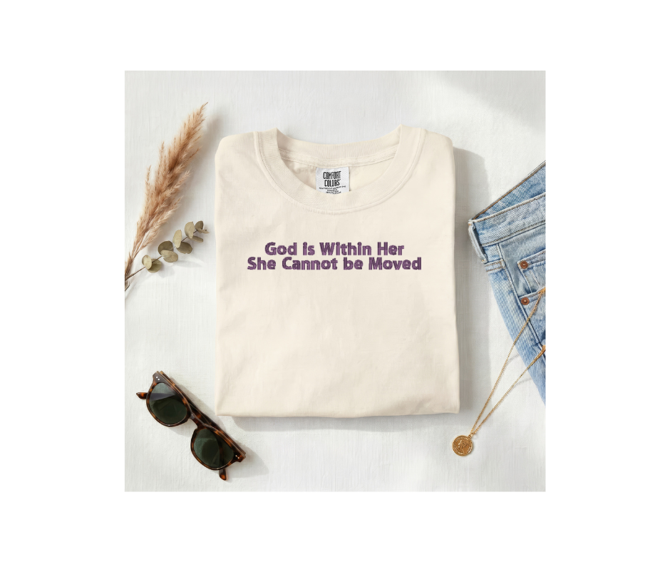 God Is Within Her Embroidered T-Shirt