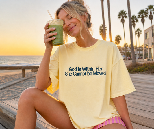God Is Within Her Embroidered T-Shirt