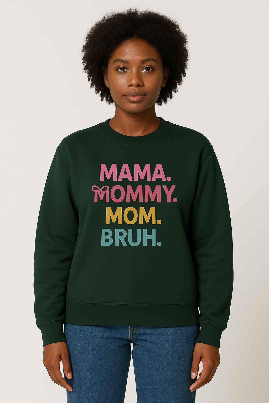 MAMA MOM Bruh Embroidered Sweatshirt
