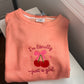 I am Literally Just a Girl Embroidered Sweatshirt- Cute Cherry Aesthetic Pullover for Women & Teens | Soft Cozy Crewneck