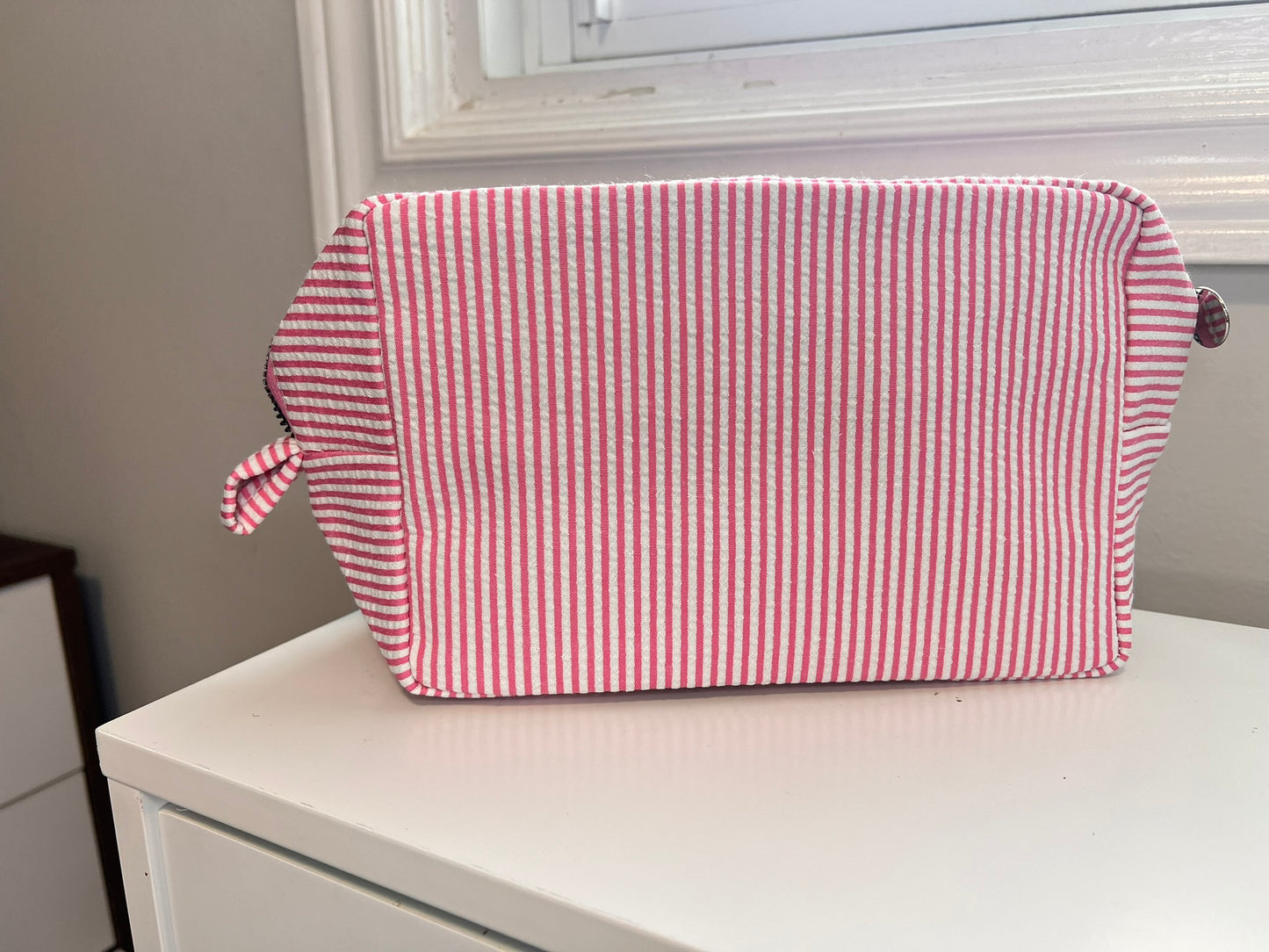 Personalized Embroidered Seersucker Bag, Embroidered | Handmade & Personalized Pouch