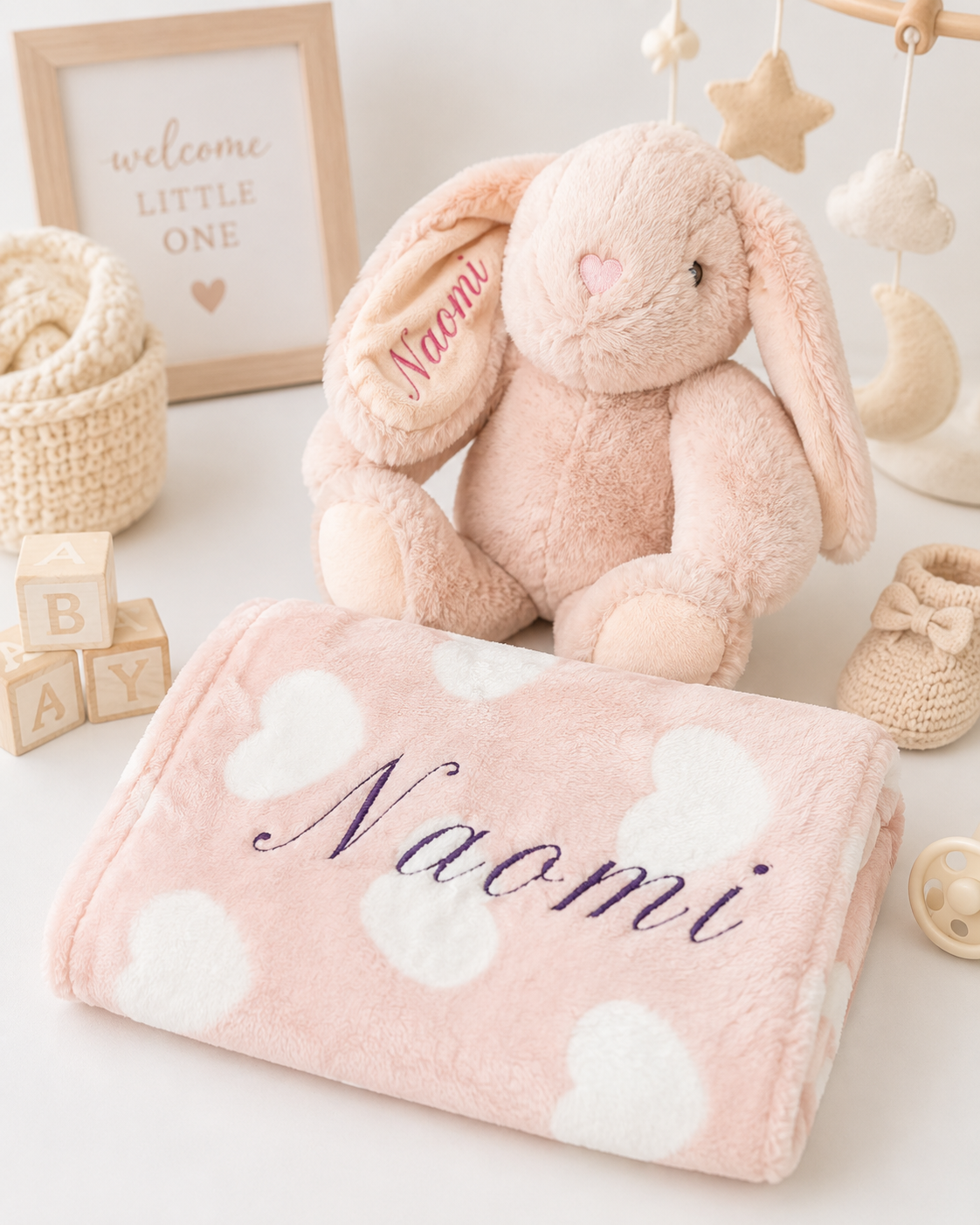Personalized Blanket  | Custom Embroidered Name Gift | Newborn Baby Shower Gift