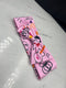 Handmade Pink Headband with Black Doodle Print | Adjustable Wire Bow Hair Accessory for Girls | Soft Fabric Knot Headwrap