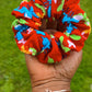 Handmade Red Floral Corduroy Scrunchie for Dancers | Elegant Hair Accessory for Ballet, Bridal Showers & Special Occasions