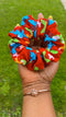 Handmade Red Floral Corduroy Scrunchie for Dancers | Elegant Hair Accessory for Ballet, Bridal Showers & Special Occasions